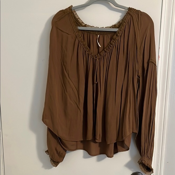 Free People Brown Flowy Top - Picture 1 of 9